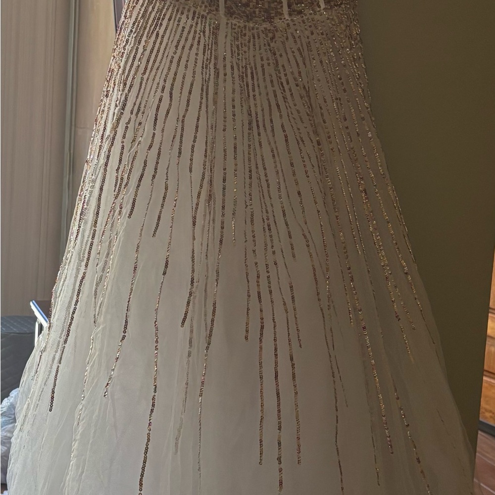 Elegant White and Gold Gown